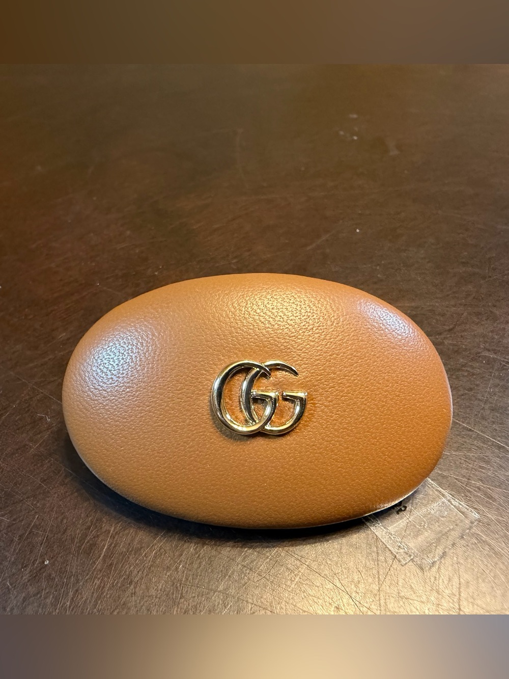 New Authentic Gucci GG Logo Hair Clip Brown